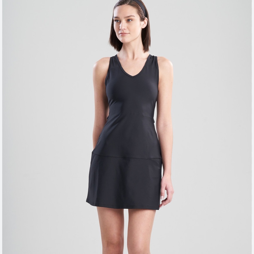 Josie Natori Black Active Dress Racerback V-Neck Tennis Golf Pockets Small (949)